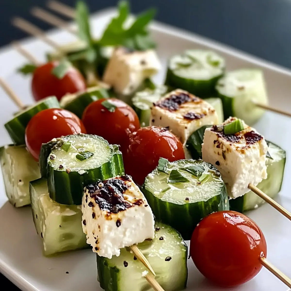 Feta Spieße mit Gurke Rezept